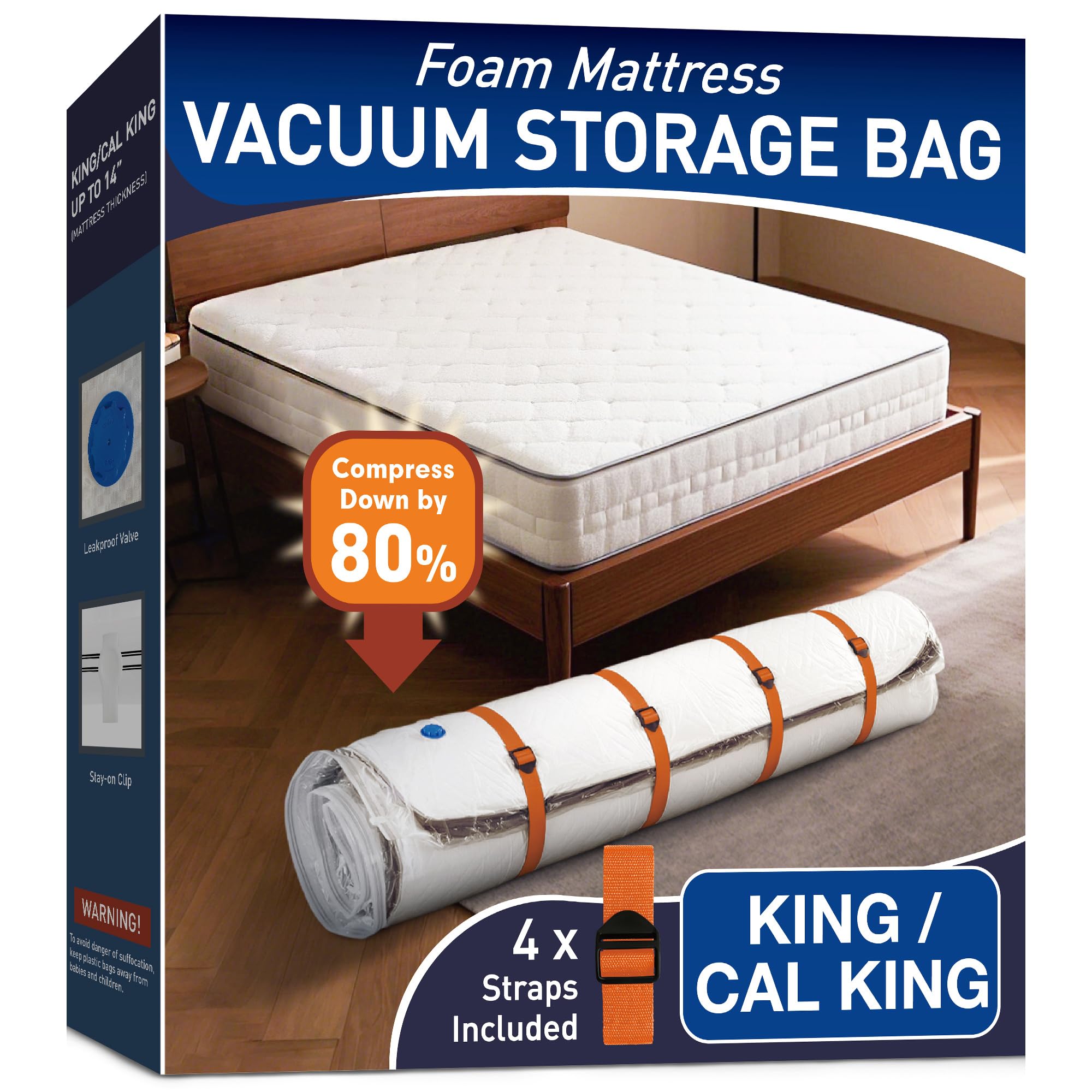 LVYSHOW mattress vacuum bag sealing a king-size mattress securely for easy transport.