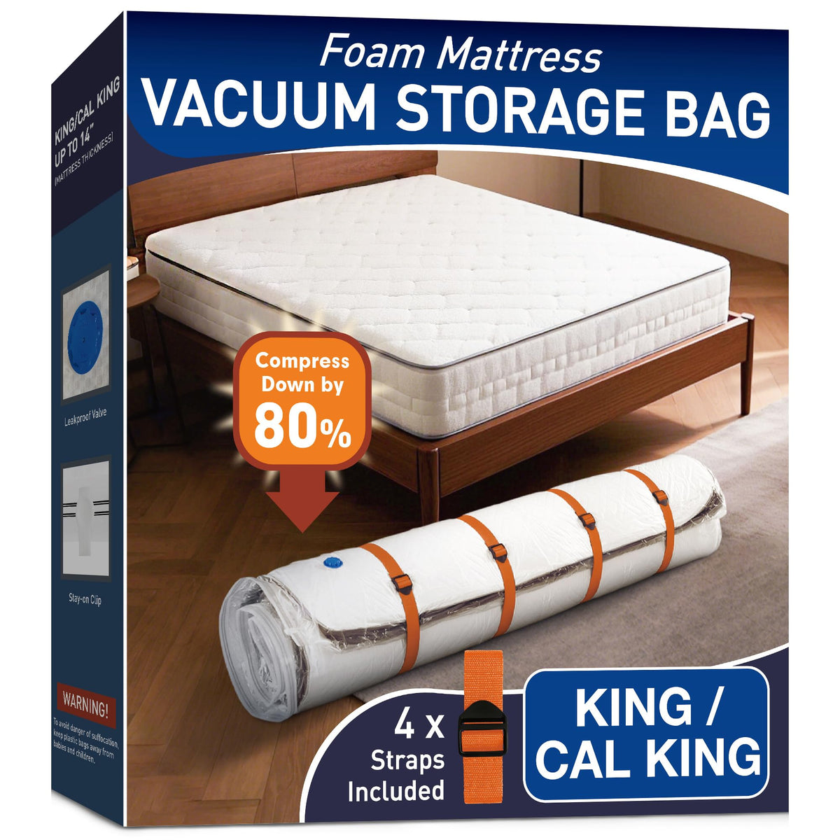 LVYSHOW mattress vacuum bag sealing a king-size mattress securely for easy transport.