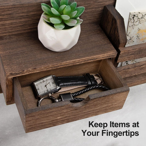 Lwenki brown wood finish complements interiors while withstanding daily use