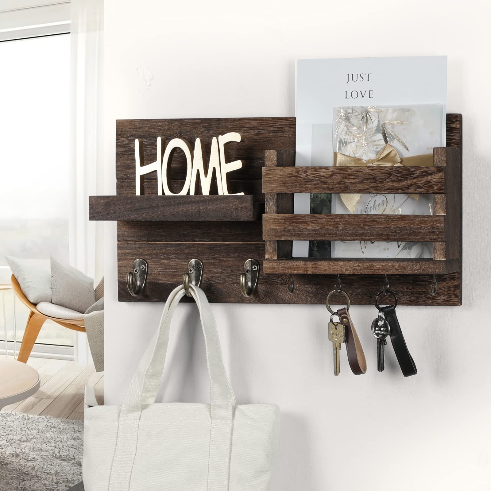 Lwenki durable entryway organizer keeps keys and IDs handy.