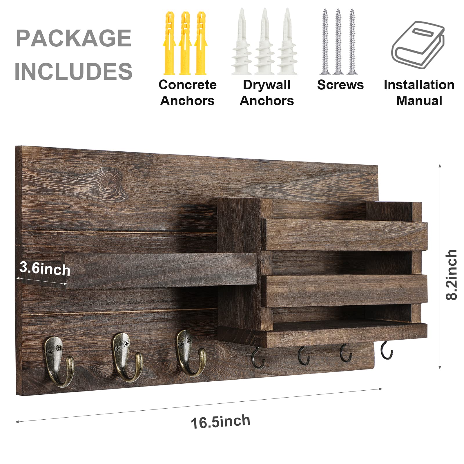 Lwenki heavy-duty hooks handle coats, bags, and dog leashes.
