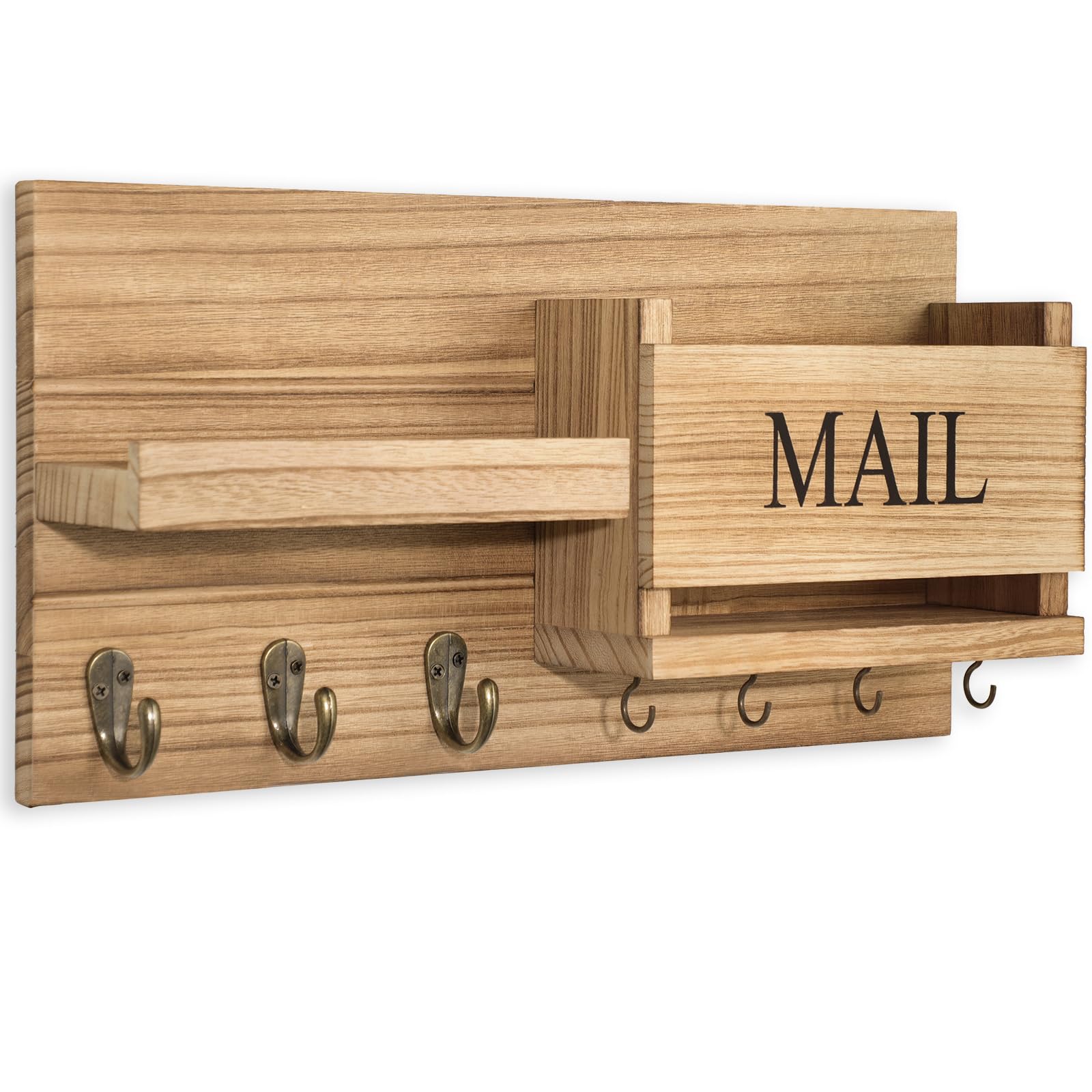 Lwenki mail organizer with key hooks keeps keys handy for quick departures.