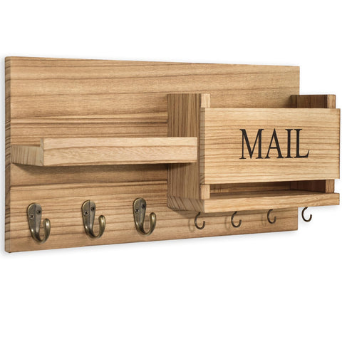 Lwenki mail organizer with key hooks keeps keys handy for quick departures.