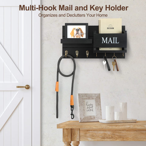 Lwenki rustic paulownia wood adds warm display for mail and sunglasses.