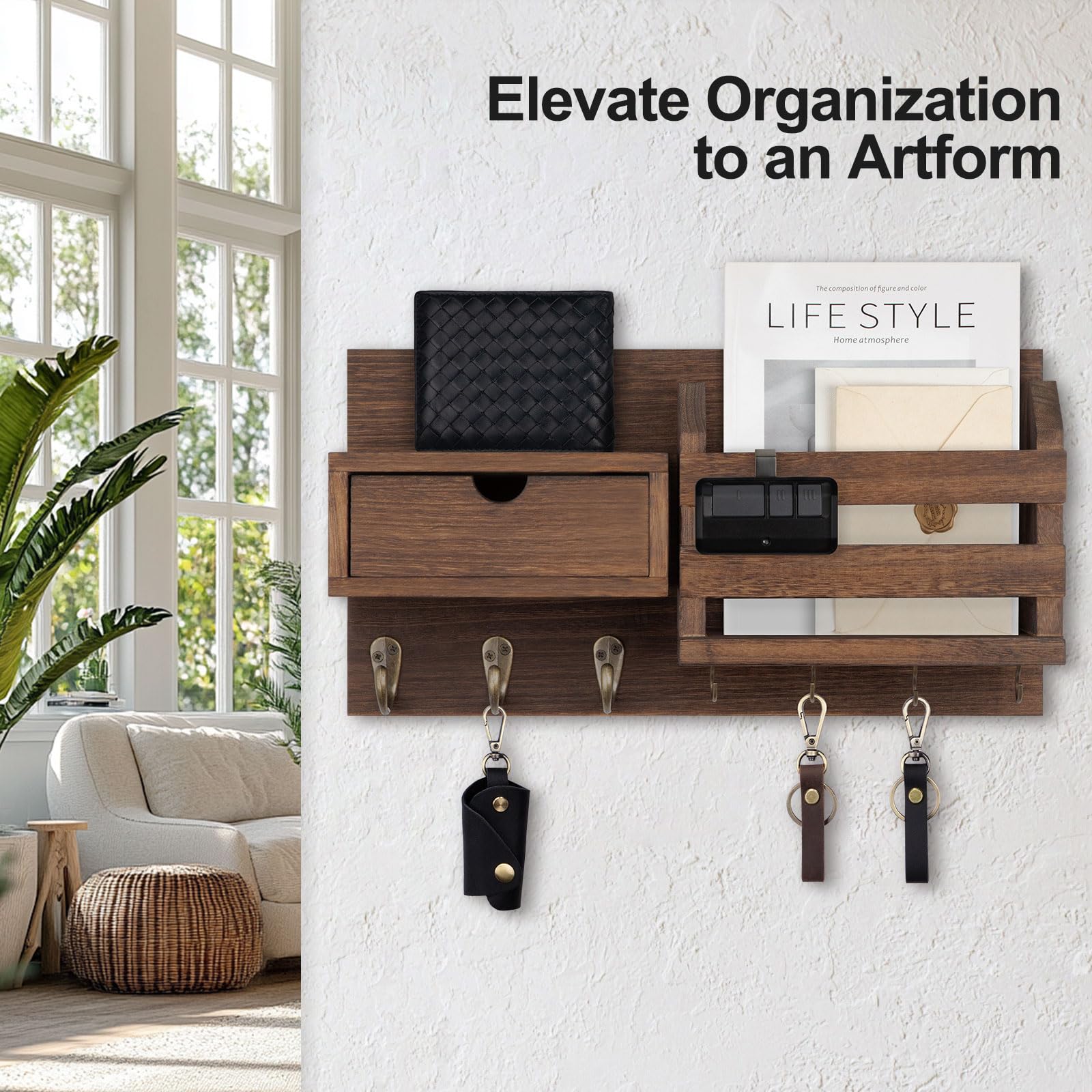Lwenki paulownia wood key holder showcases natural grain and light, durable craftsmanship