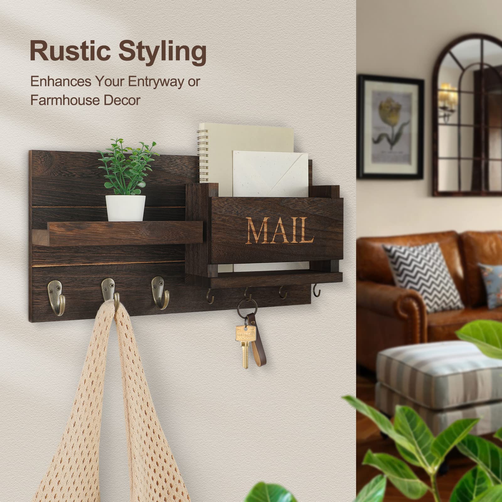Lwenki rustic paulownia wood finish adds warm farmhouse charm.
