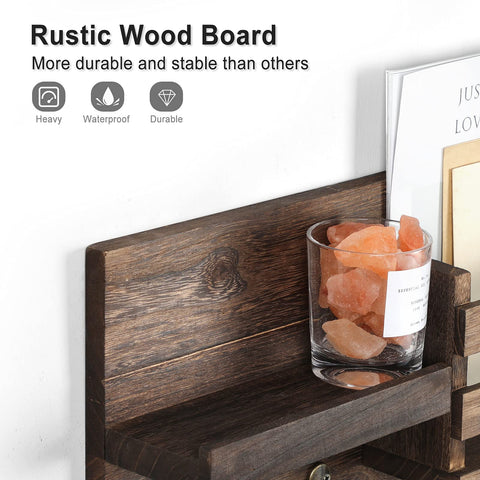 Lwenki rustic wall organizer with hooks stores coats and leashes.