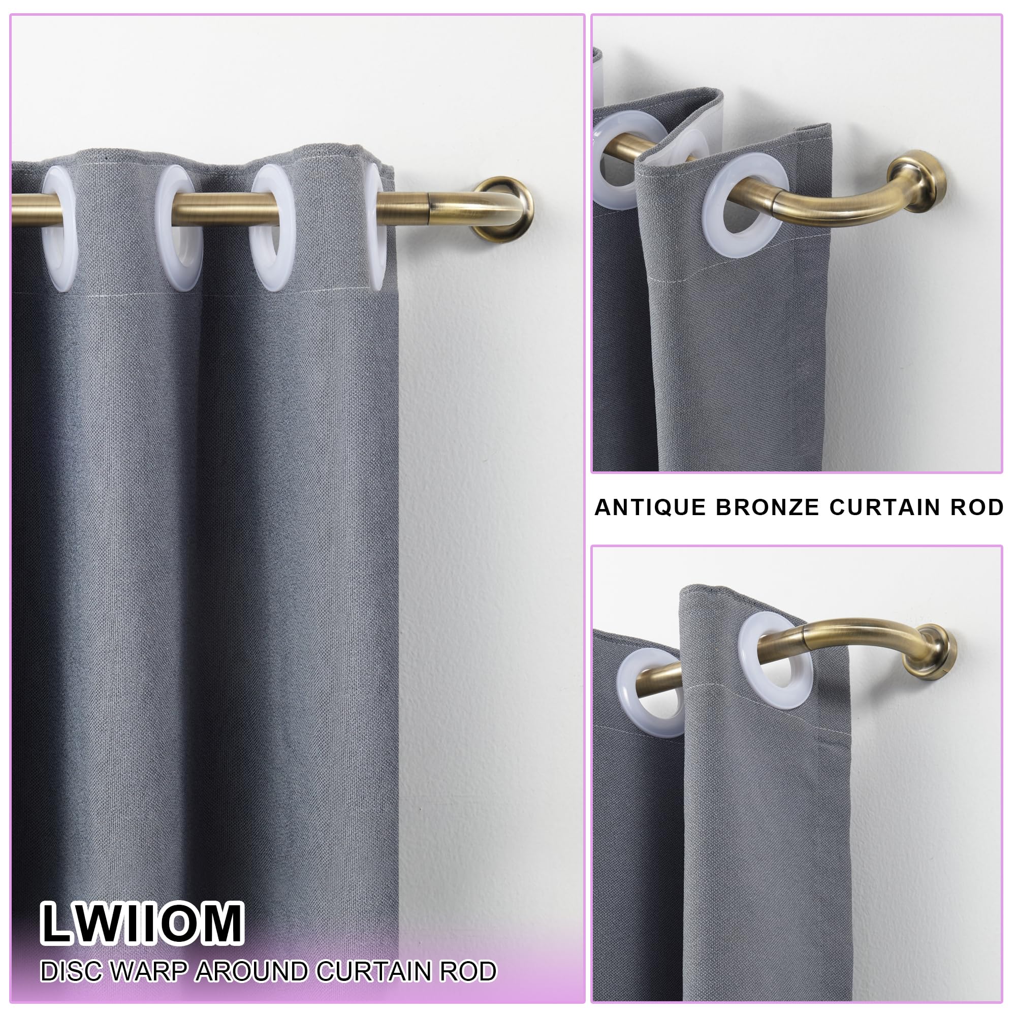 Lwiiom antique bronze disc rod with aluminum finials for durable style.