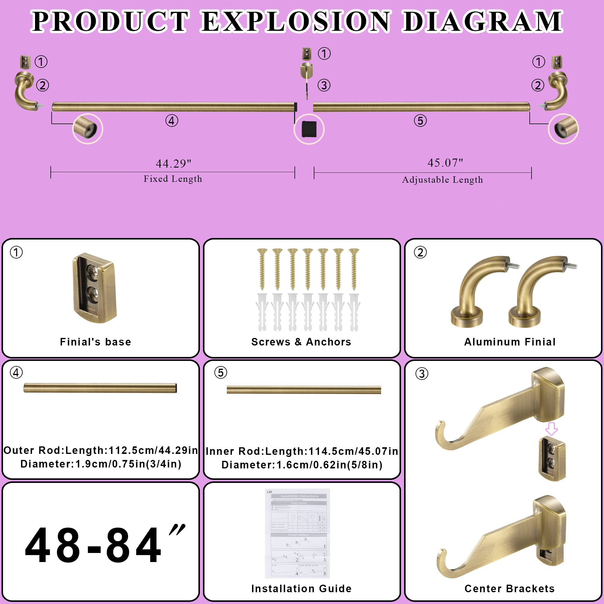 Lwiiom wrap-around design secures curtains with quick, tool-free operation.