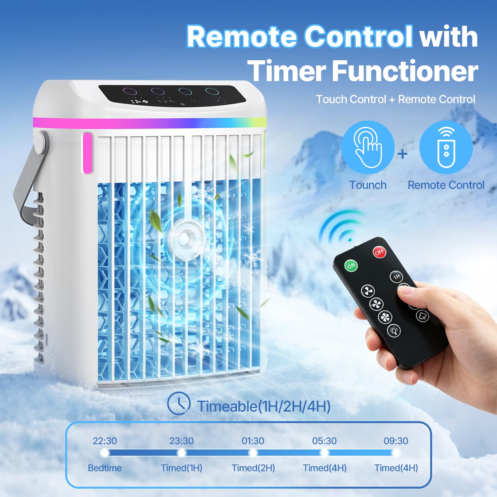 Lxbenpink evaporative cooler provides two mist modes for refreshing air.