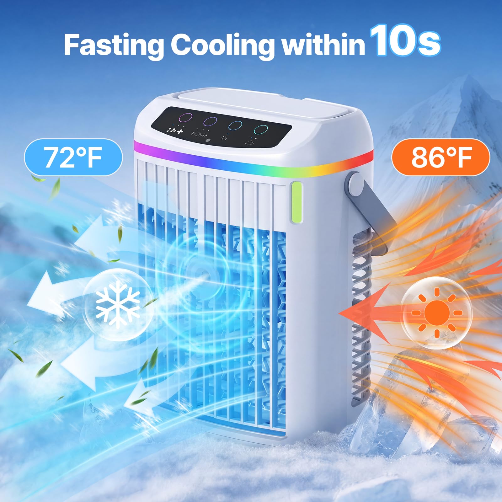 Lxbenpink mini air cooler offers 3 speeds for personalized cooling.