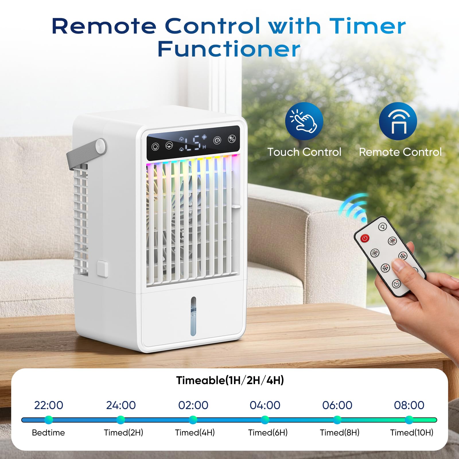 Lxbenpink portable AC runs up to 16 hours on low-cool mode for long use.
