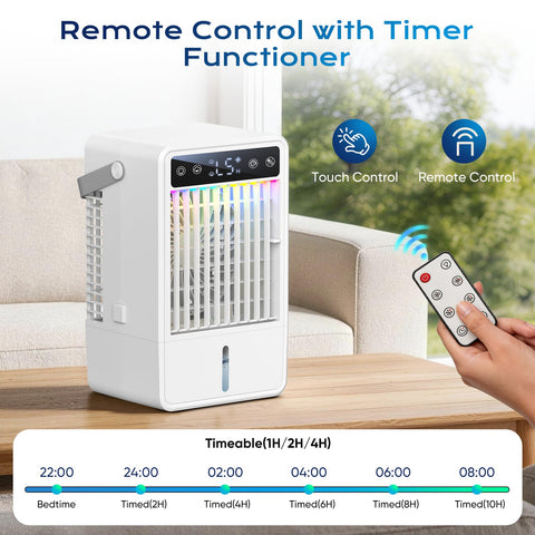 Lxbenpink portable AC runs up to 16 hours on low-cool mode for long use.