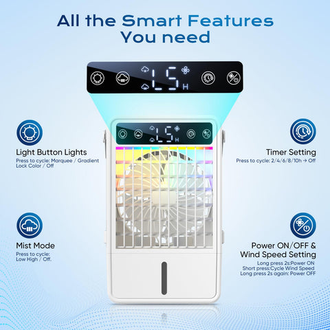 Lxbenpink portable AC with 5 speeds demonstrates flexible airflow for comfort.