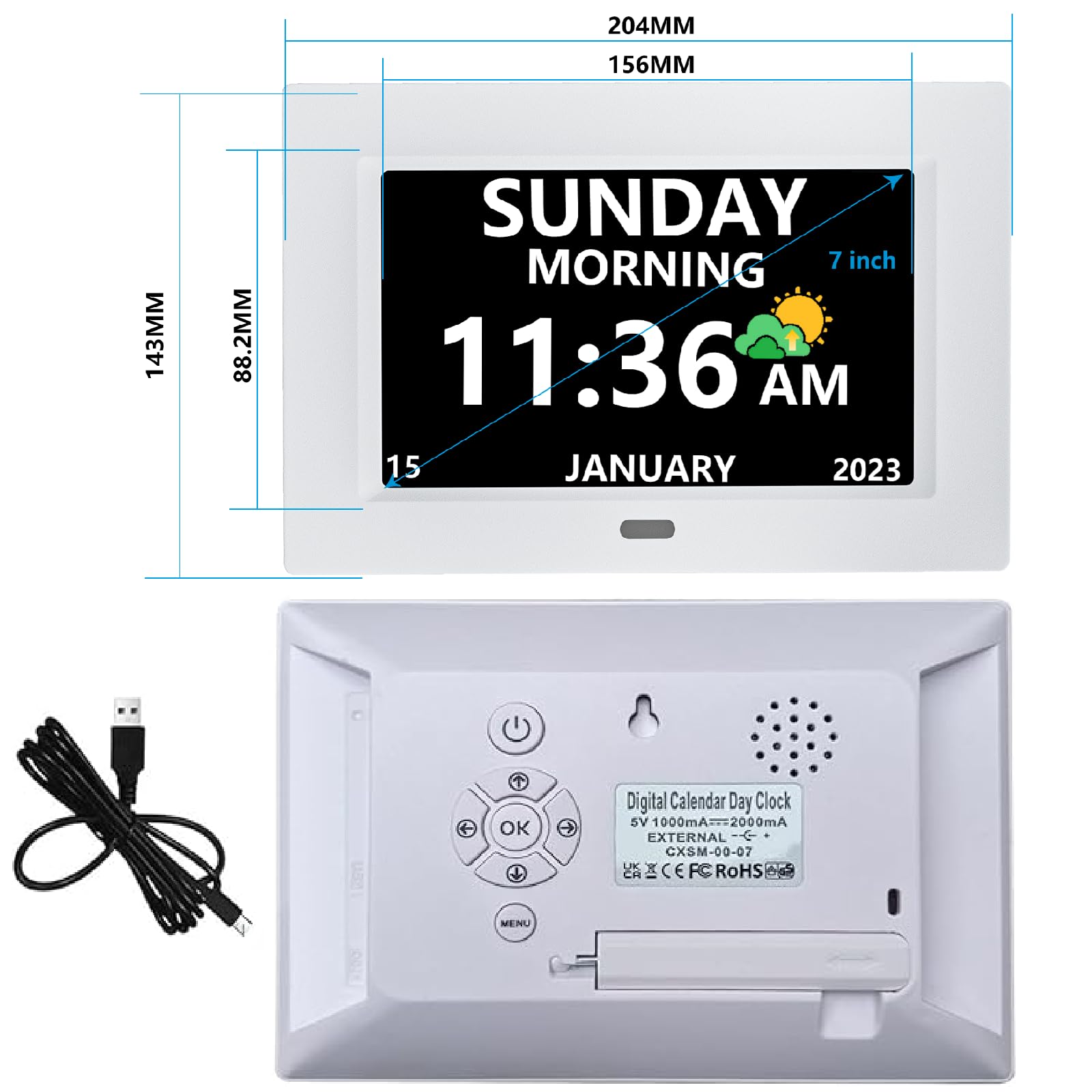 LXBYJKJ elderly clock time date display highlights today's date for seniors.