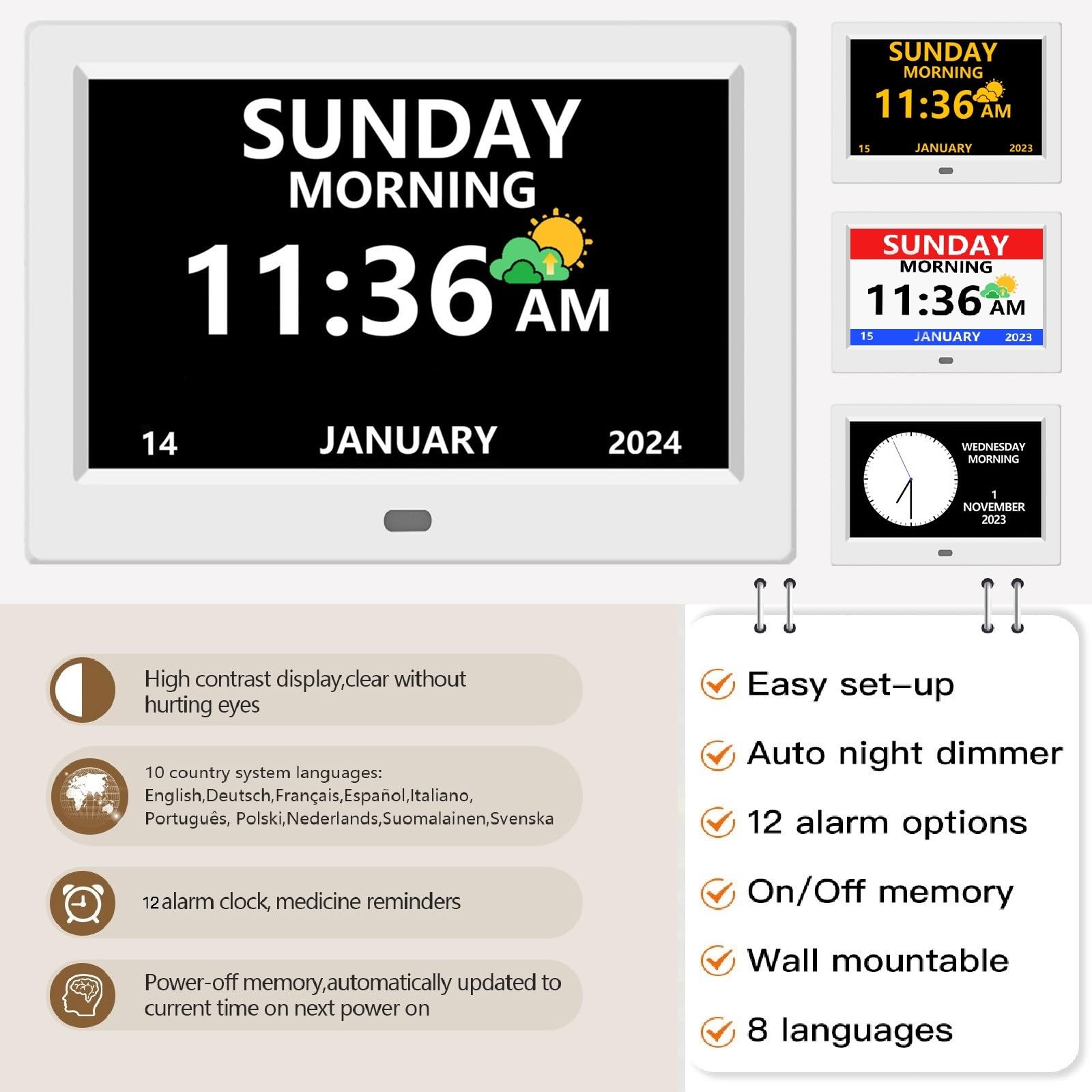 LXBYJKJ alarm-reminder feature with 12 alerts for schedules
