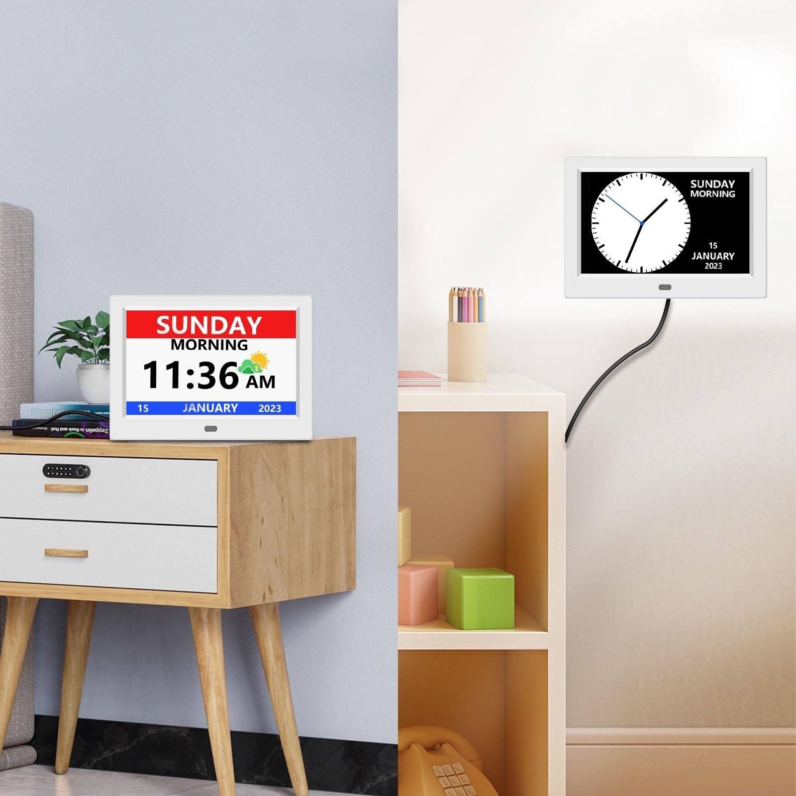 LXBYJKJ multi-display calendar clock with color font options