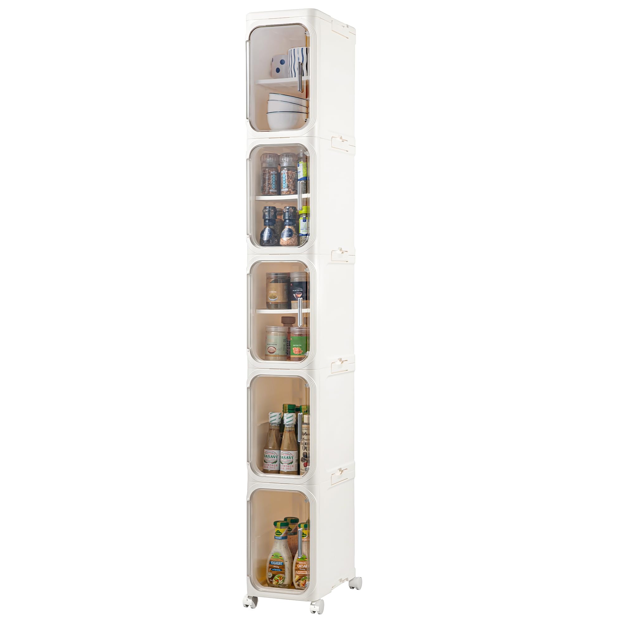 LXLXXL 5-Tier Slim Storage Cabinet front view, space-saving design.