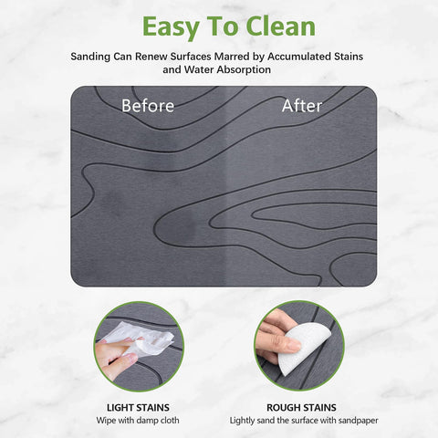 Lydia's Deal minimalist stone finish adds a spa-like look to bathrooms.