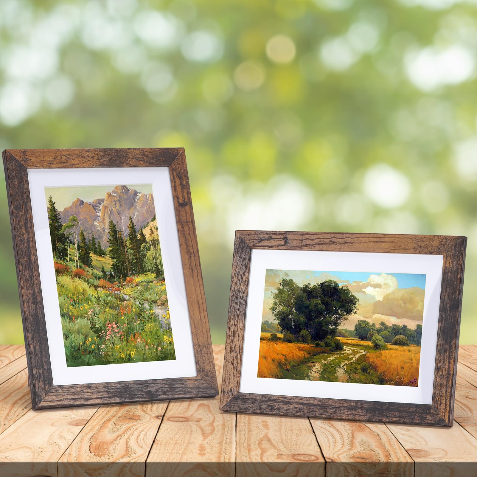 Lyeasw natural wood texture frame blends with any decor.