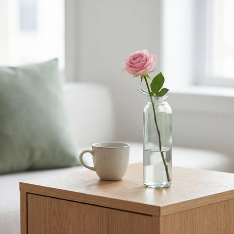 Lyellfe antique-style glass vases pair with seasonal blooms beautifully.