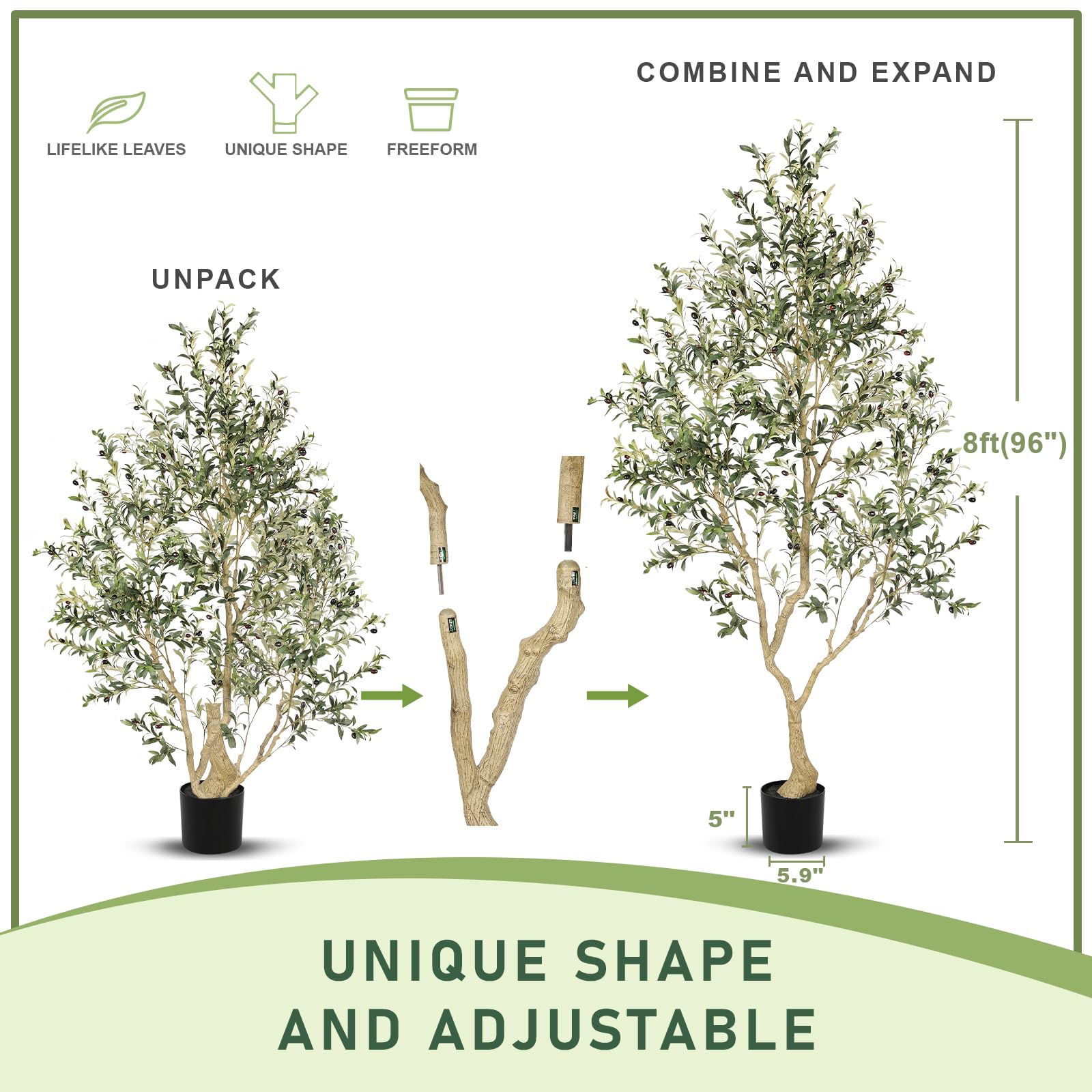 LYERSE artificial olive tree lifelike foliage adds natural vibes to rooms