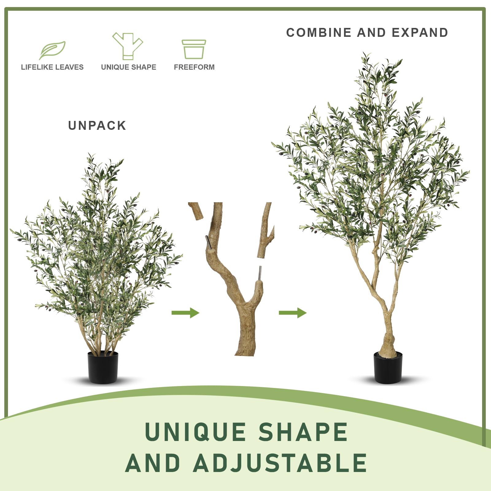 LYERSE Olive Tree large branches create a dramatic office or lounge focal point