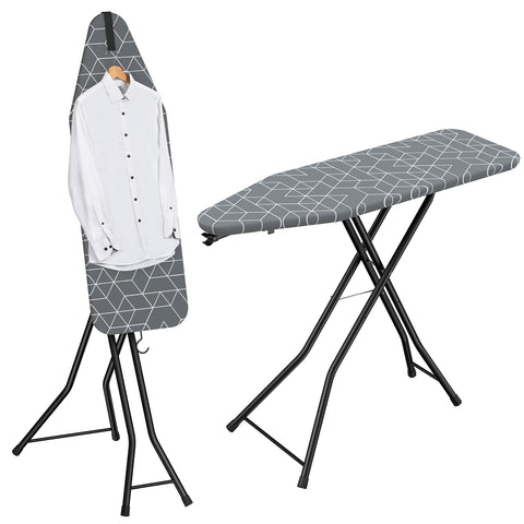 LyriFine 2-in-1 ironing board demonstrates stage adjustment for switching between ironing and steaming.