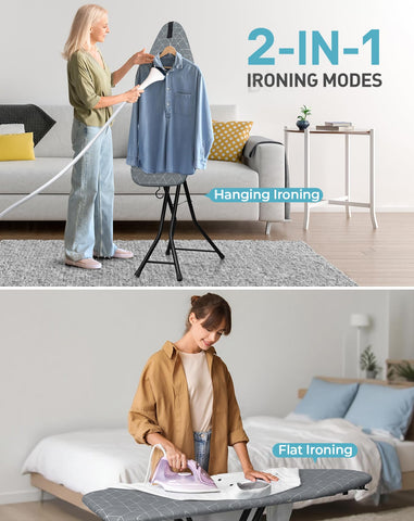 LyriFine ironing board wide surface 14x43 supports large fabrics with fewer passes.