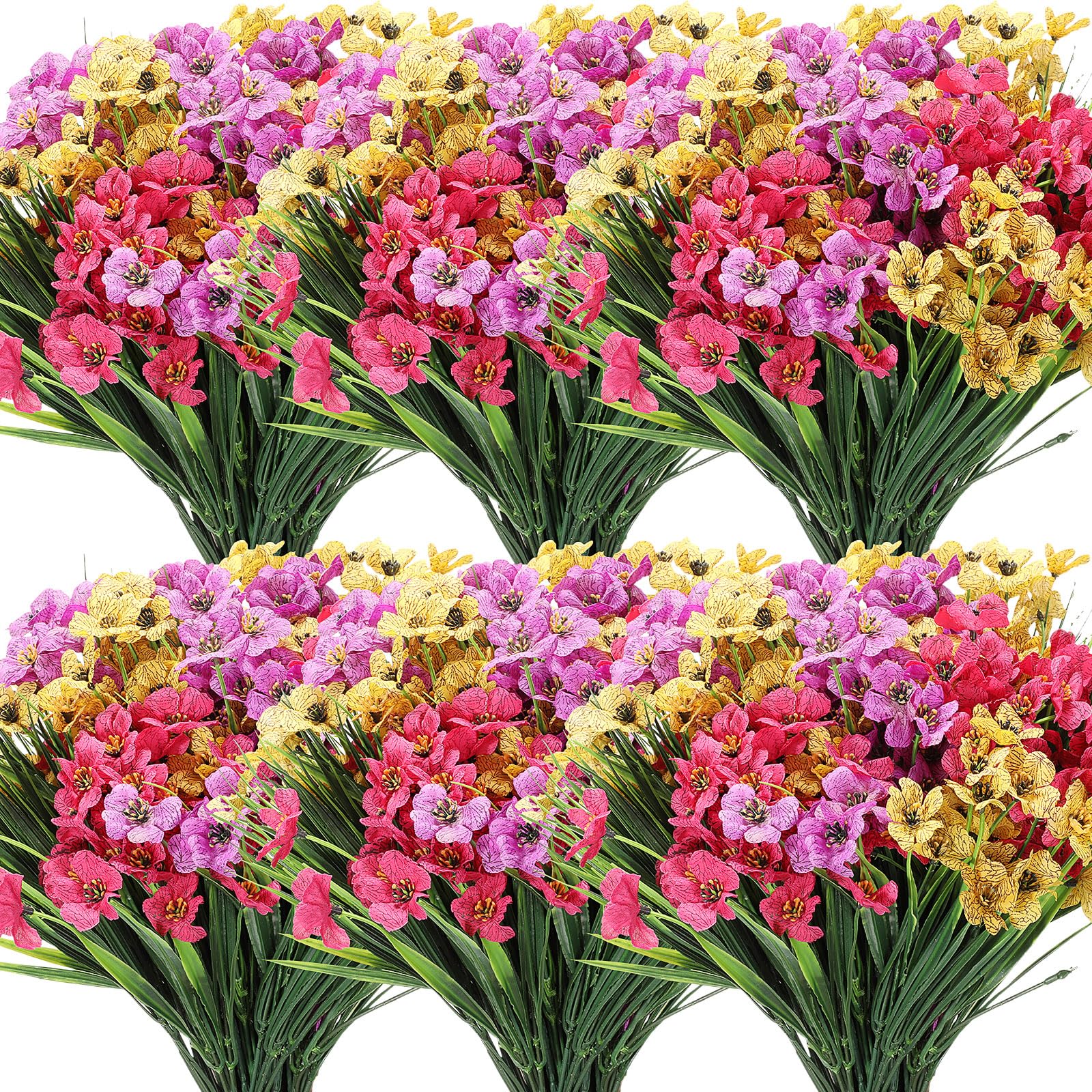 Lyrow 100 bundles violet artificial flowers for durable outdoor decor