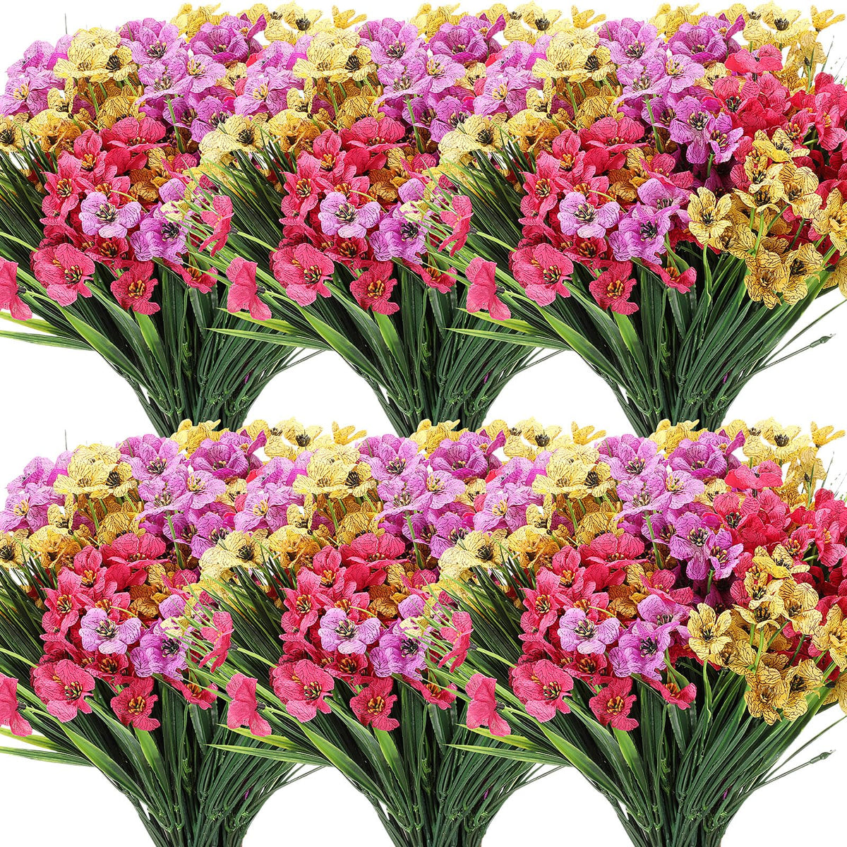 Lyrow 100 bundles violet artificial flowers for durable outdoor decor