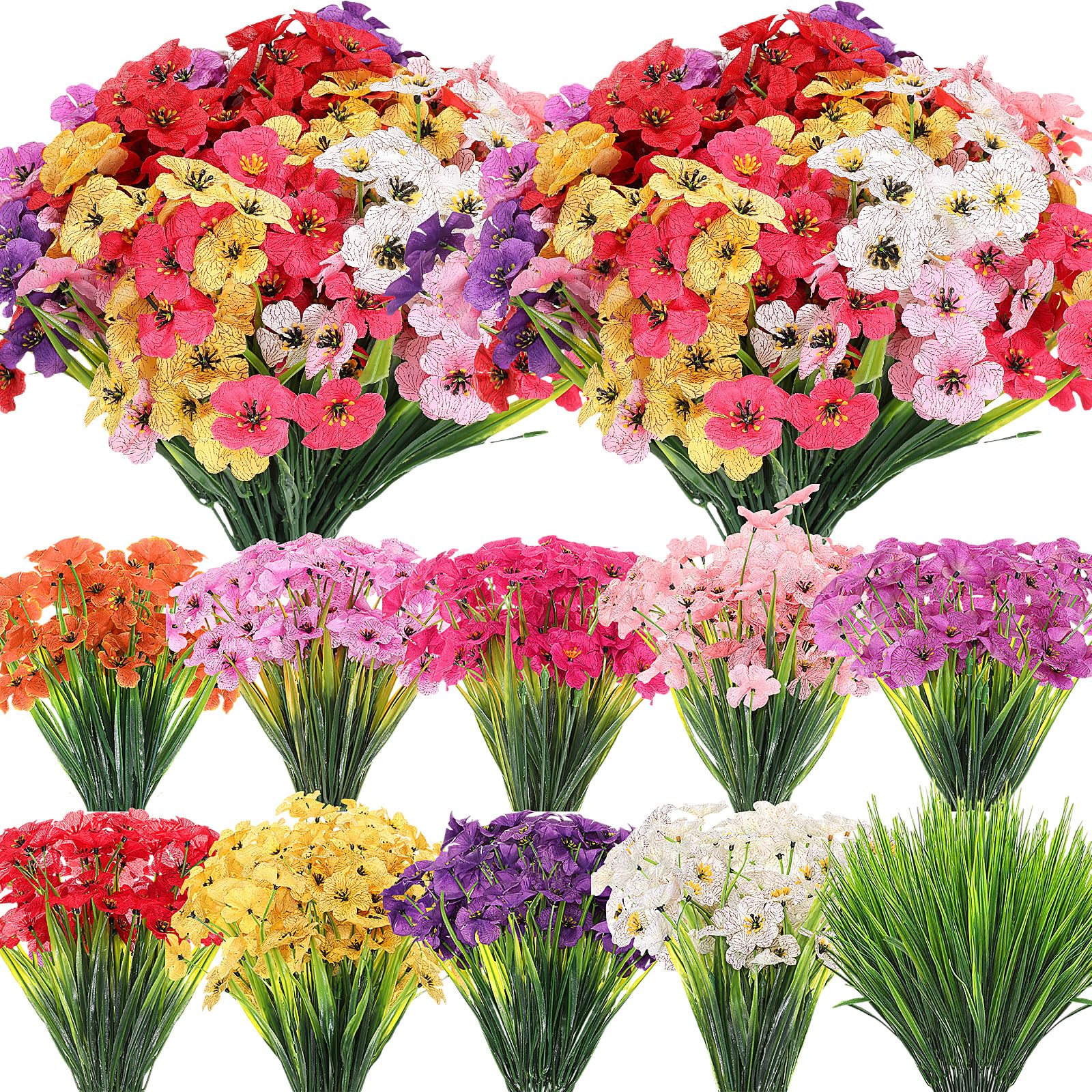 Lyrow 100 bundles violet artificial flowers for outdoor use with UV resistance