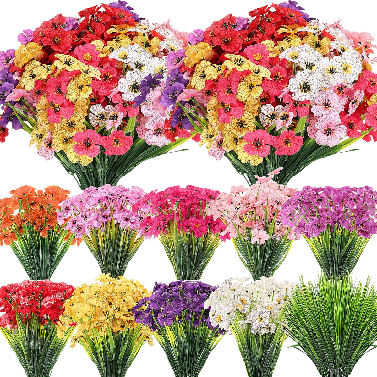 Lyrow 100 bundles violet artificial flowers for outdoor use with UV resistance