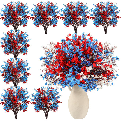 Lyrow patriotic artificial flowers, 24 stems in red, blue, white for vibrant 4th of July centerpieces.