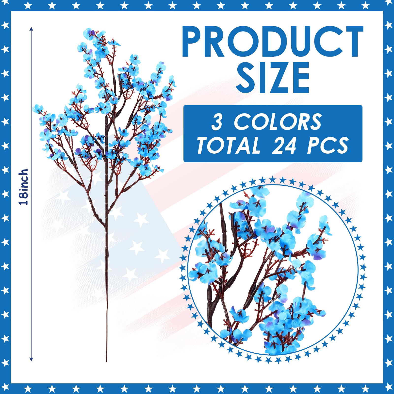 Lyrow silk patriotic flowers suitable for indoor and outdoor centerpieces.