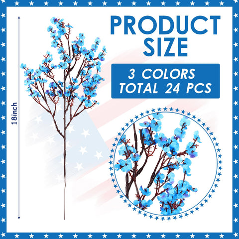 Lyrow silk patriotic flowers suitable for indoor and outdoor centerpieces.