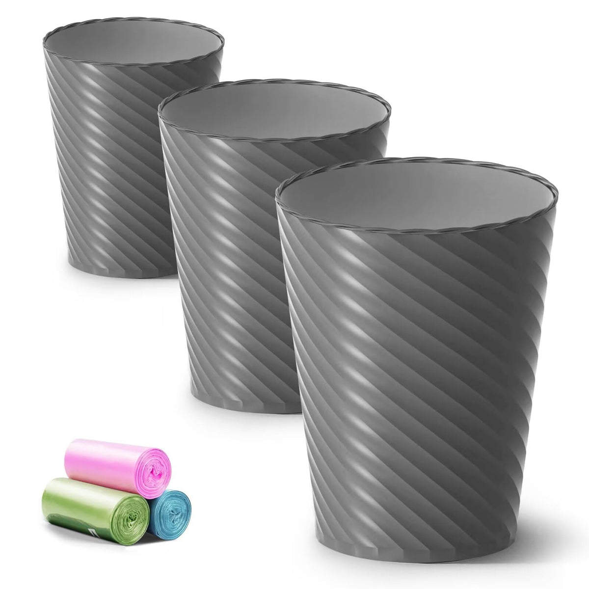 Lysam bathroom trash can in compact round grey design for small spaces