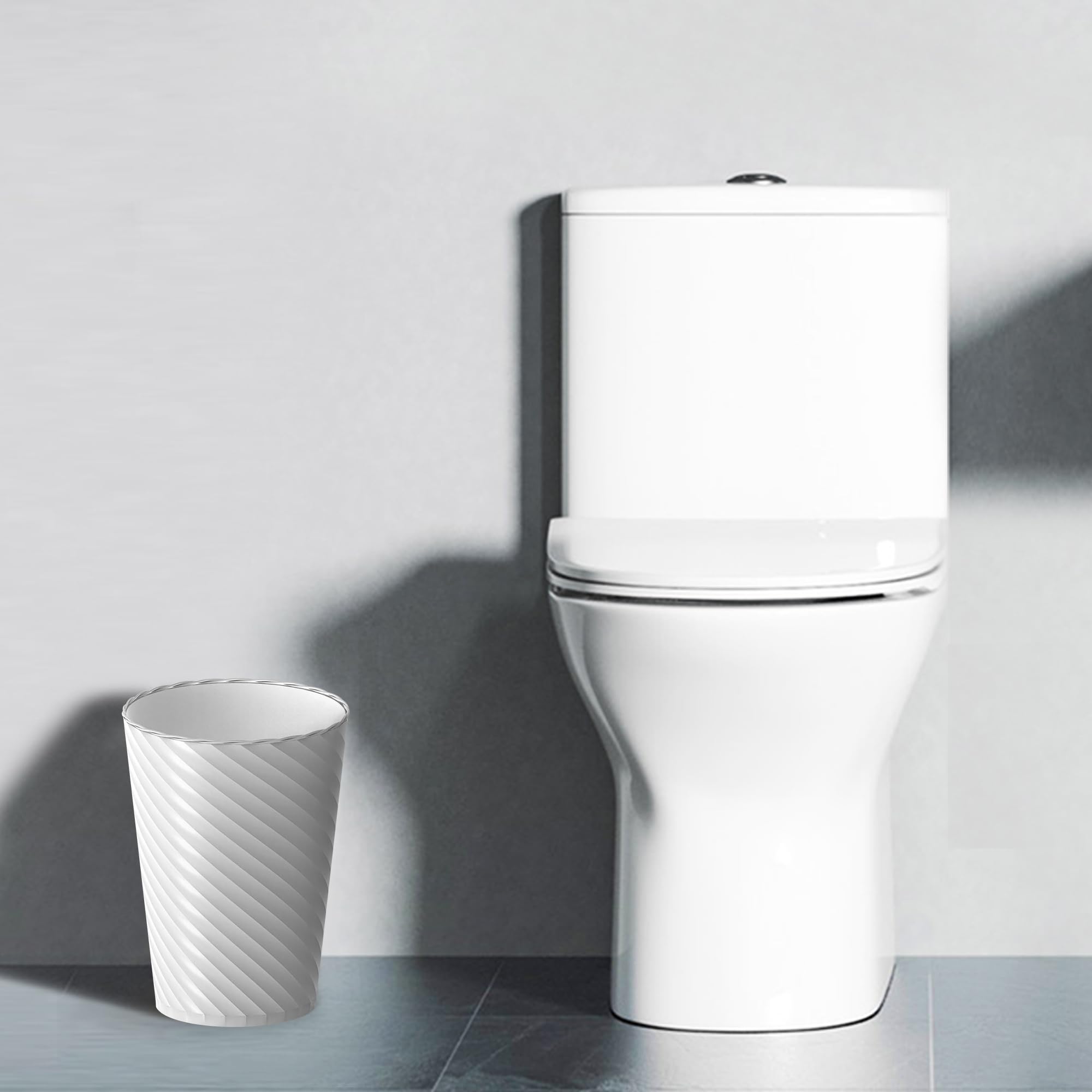 Lysam compact round trash can side view; sturdy construction for daily use.