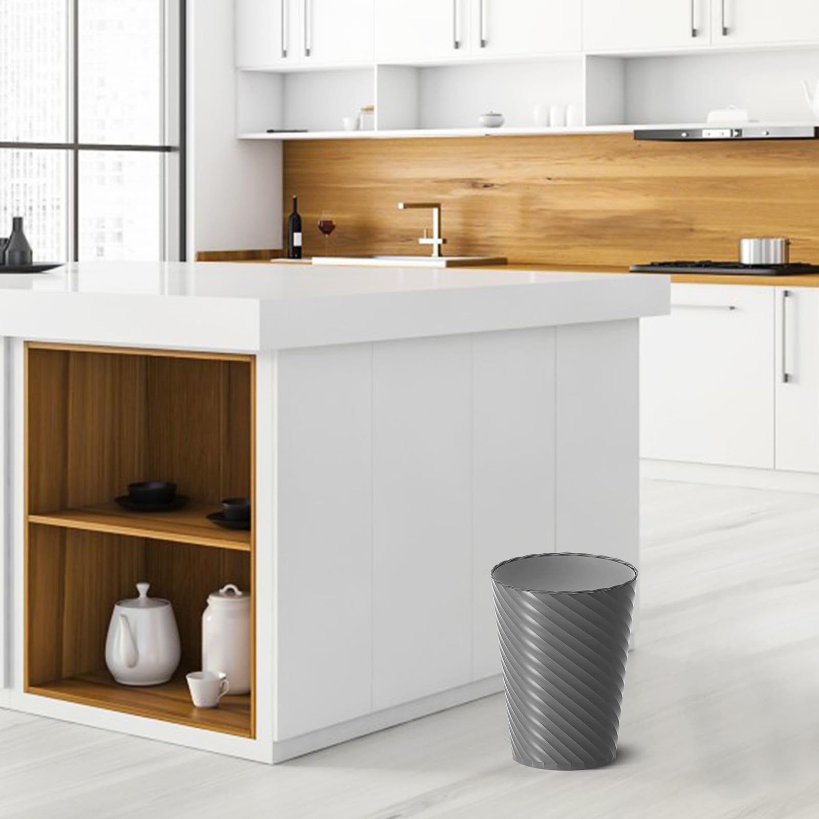 Lysam compact grey bin suitable for bathroom, bedroom, office, and kitchen