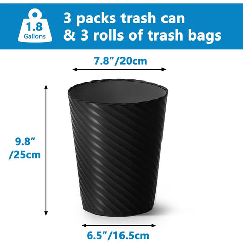 Lysam trash can includes three rolls of extra-thick bags for quick setup.