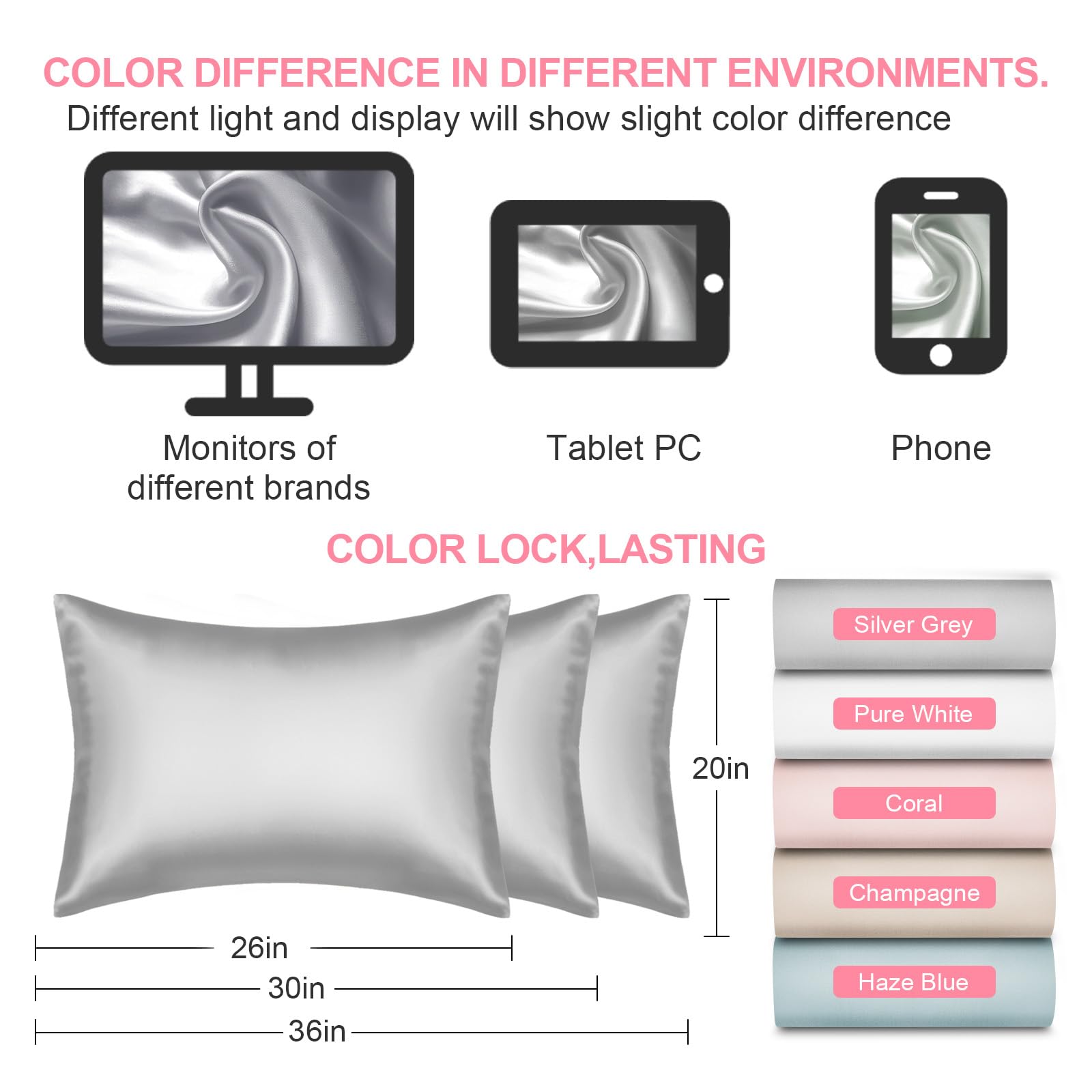Gift-ready LYSHIN silk pillowcase packaging and set details