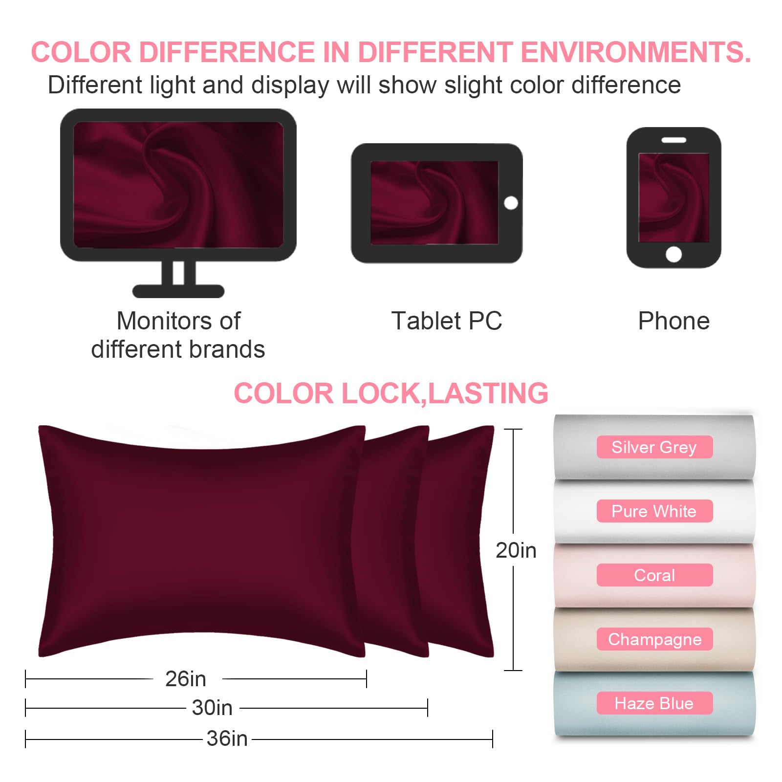 Gift-ready burgundy LYSHIN silk pillowcase set for special occasions.