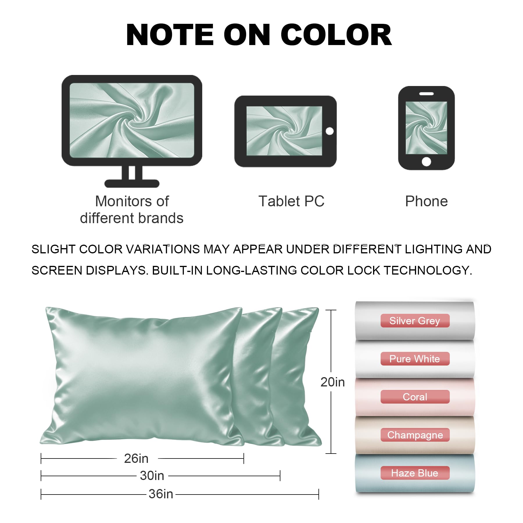 LYSHIN sage green pillowcase shown front view on bed.