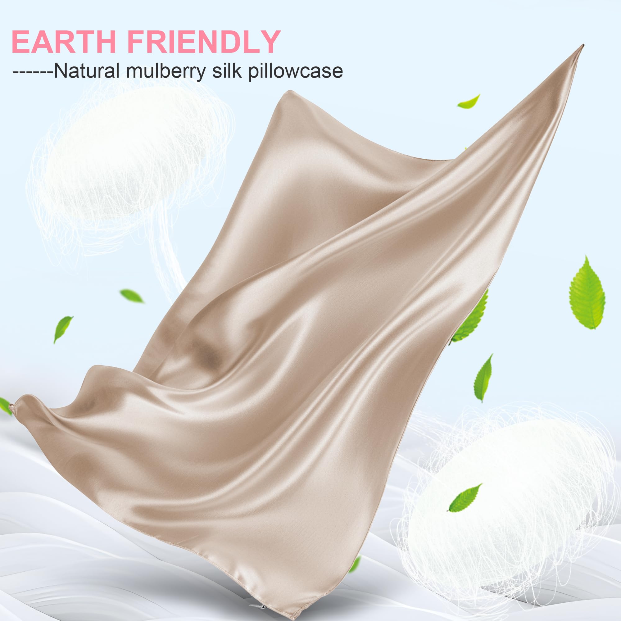 LYSHIN Silk Body Pillow Cover champagne close-up of luxurious silk texture