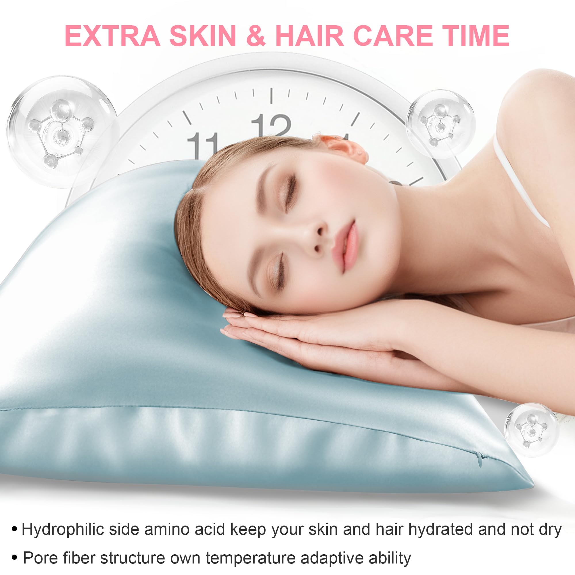 LYSHIN 2-pack haze blue silk pillow cases, ready for gifting.