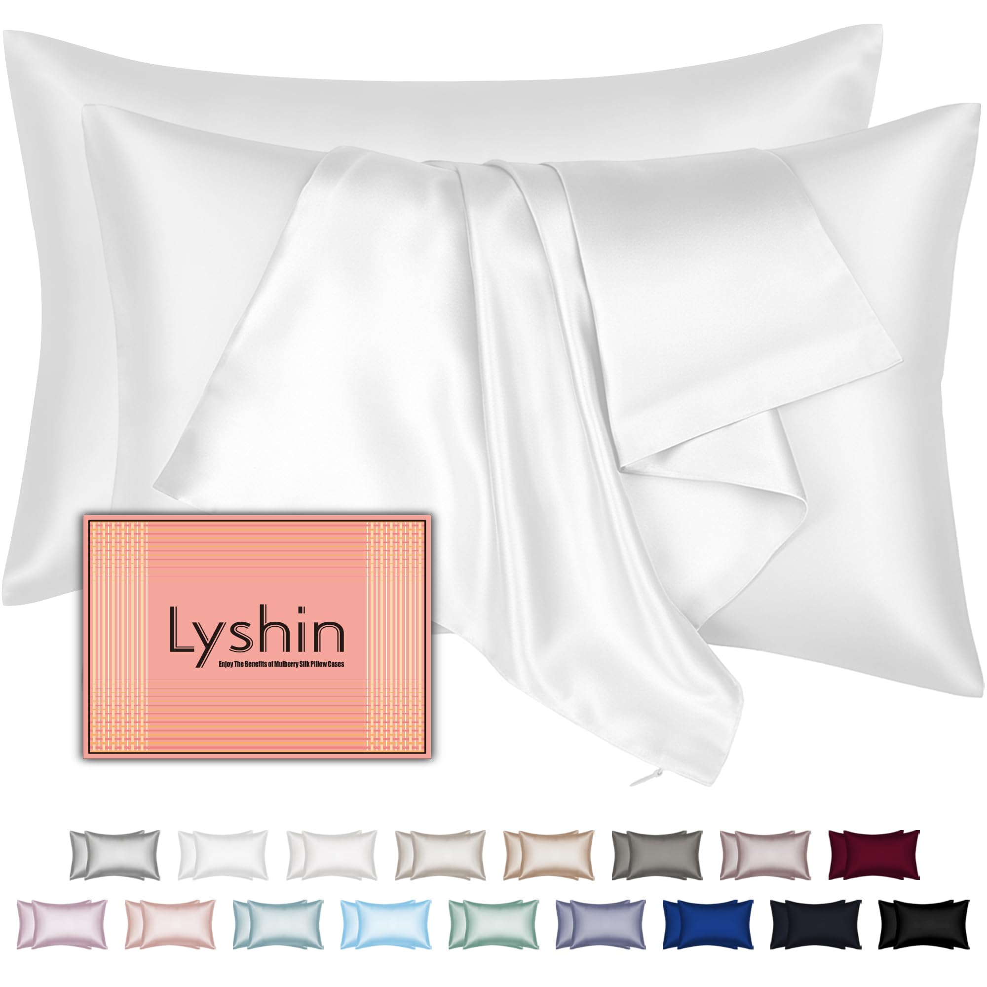 LYSHIN silk pillow case with hidden zipper for secure fit and easy care.