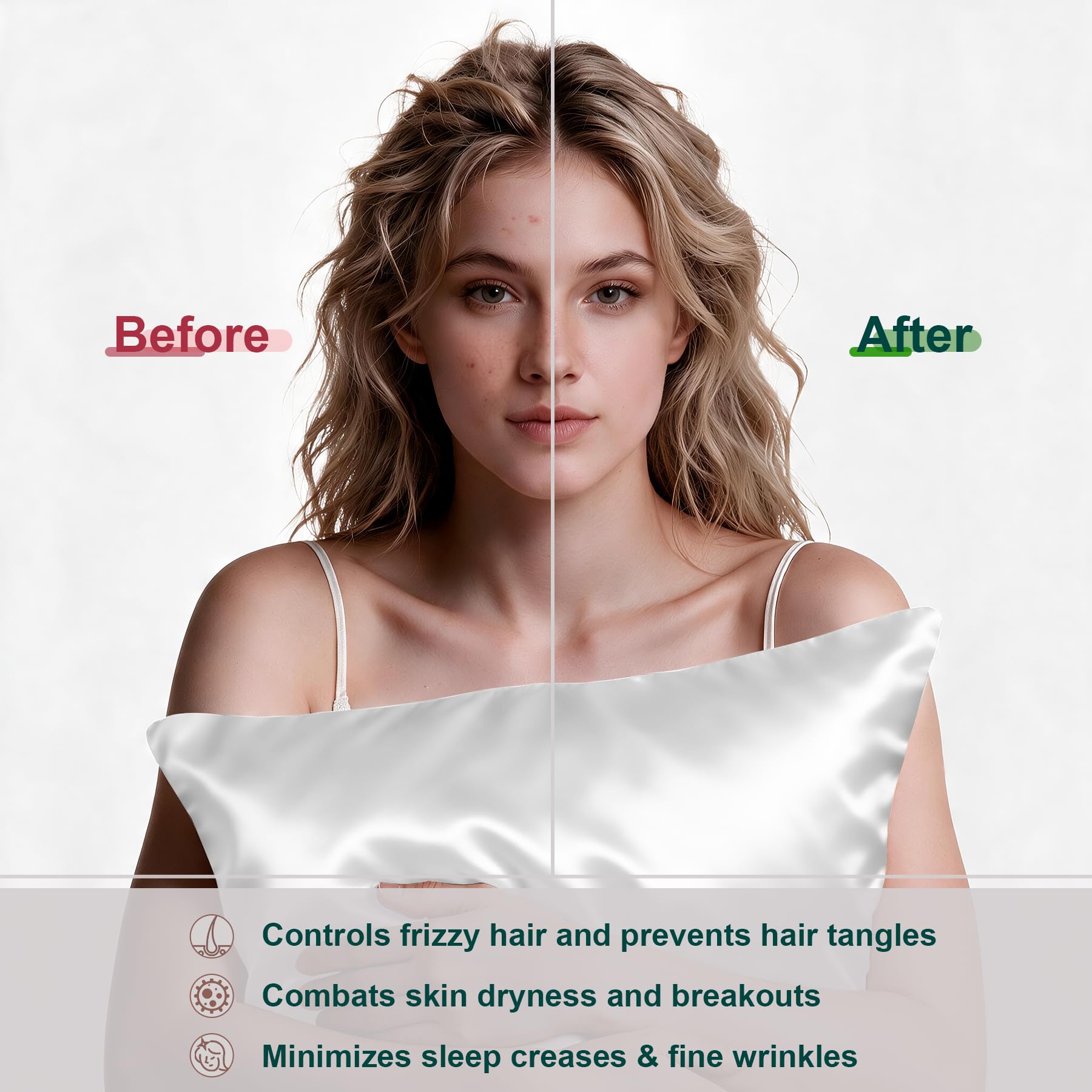 LYSHIN silk pillow case protects hair and skin by reducing friction