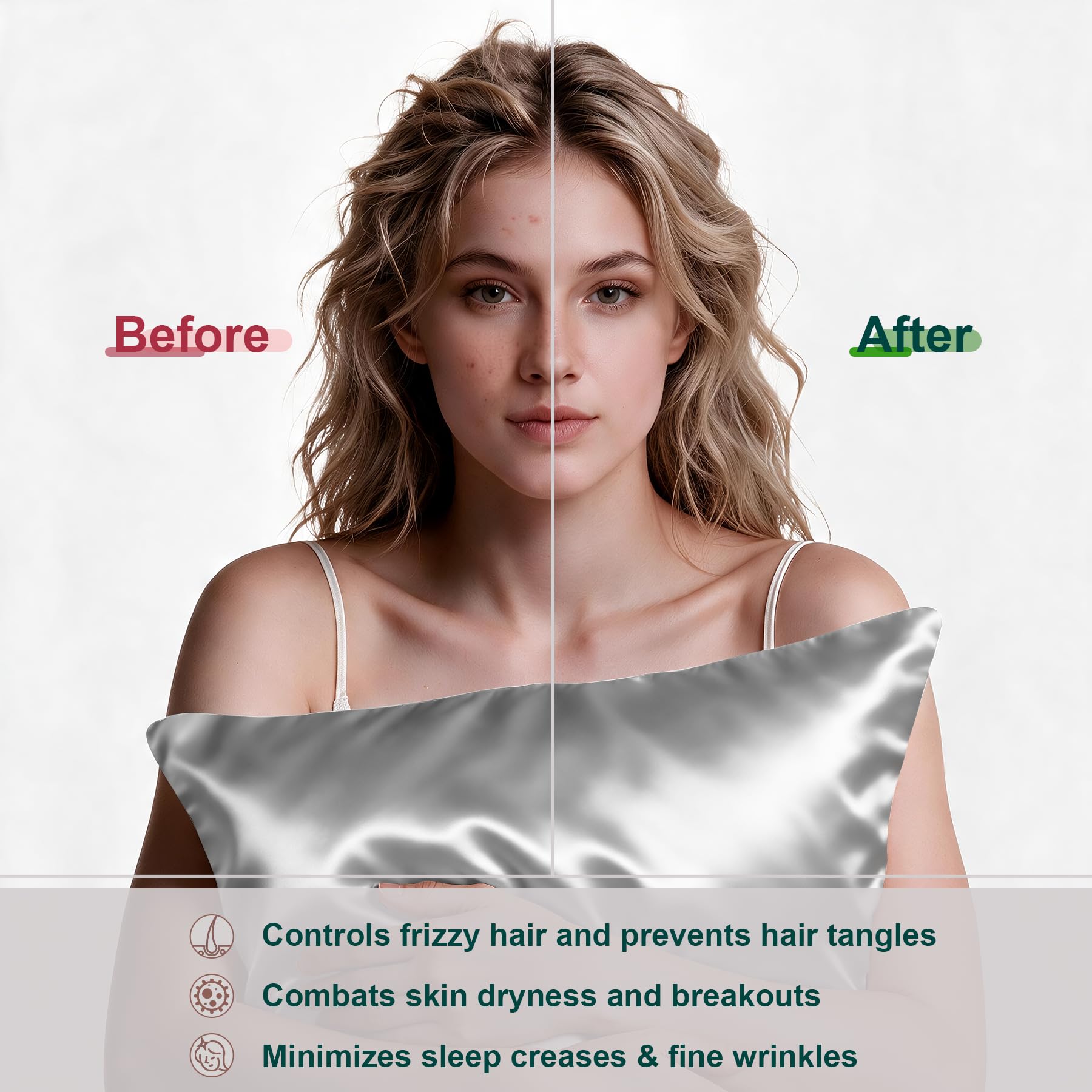 LYSHIN silk pillowcase on bed highlights cooling feel for comfortable nights.