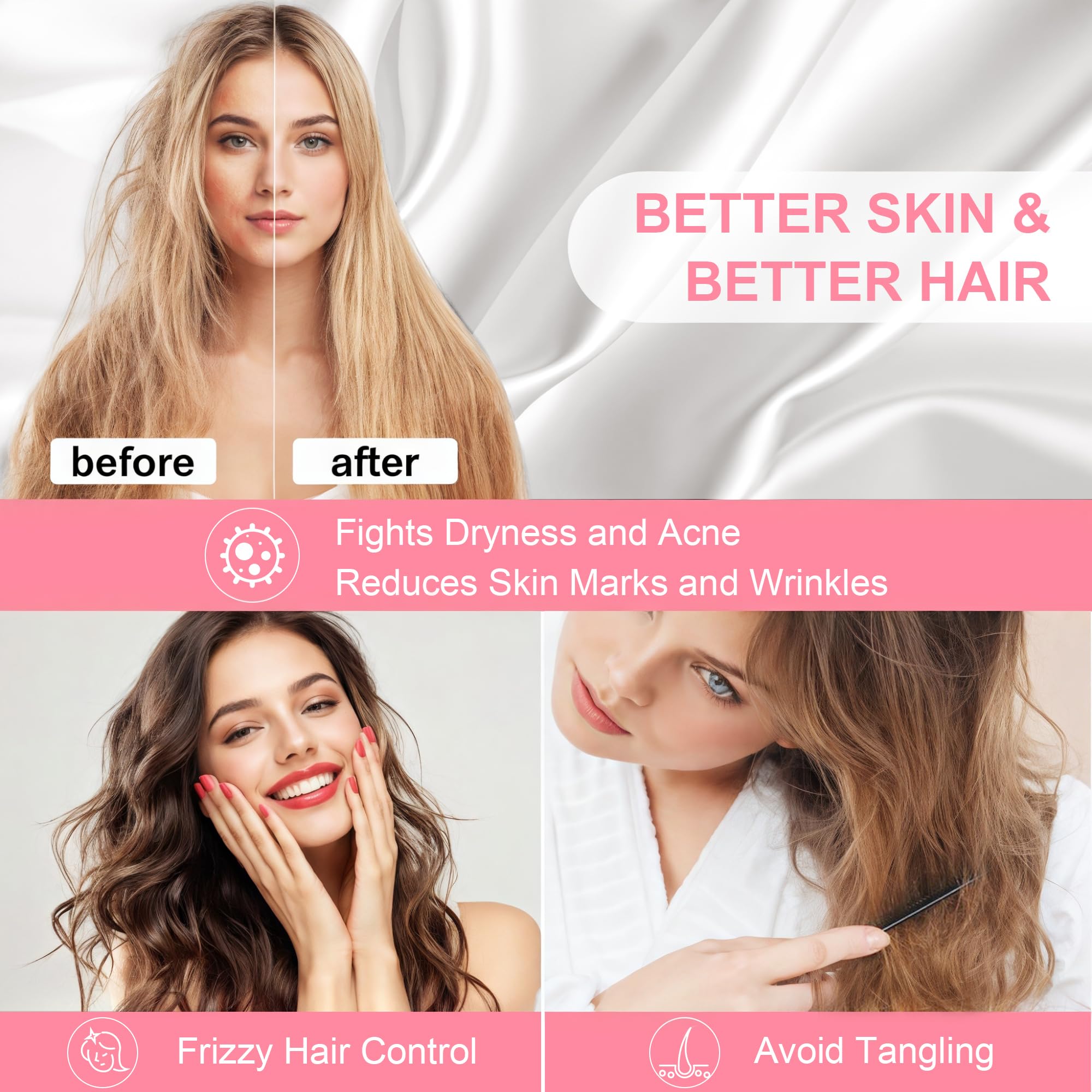 LYSHIN silk fabric helps reduce friction for frizz-free hair close-up
