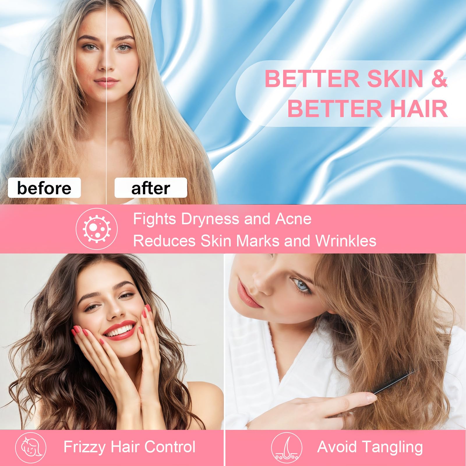 LYSHIN pillowcase reduces friction to protect hair and skin.